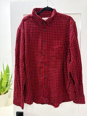 Goodfellow Co Mens XL Red Black Buffalo Check Flannel Shirt New